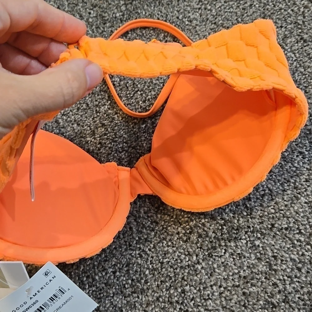 NWT Good American Women Orange Cream Bra Swim Bikini sz 0/XS